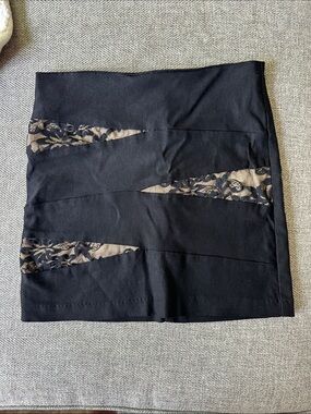 Charlotte Russe Black Mini Skirt with Lace Insets